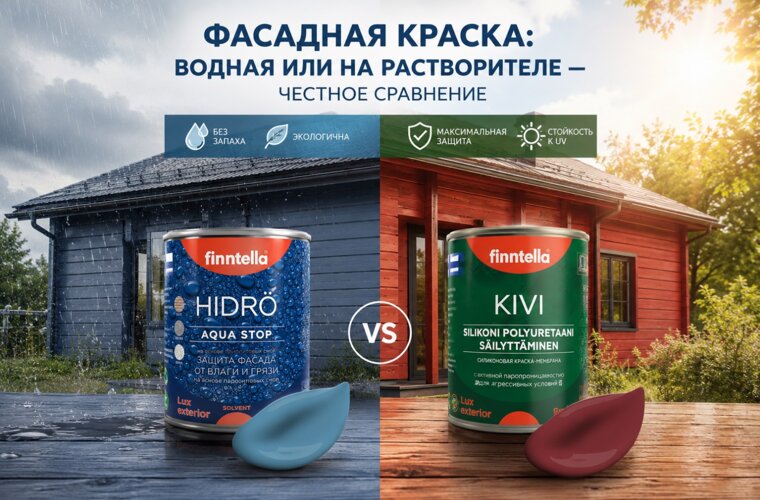 Фасадная краска: водная или на растворителе — честное сравнение