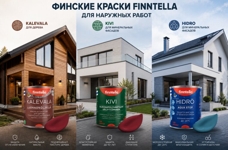 Фасадная краска финская — влагостойкая, морозостойкая, для наружных работ