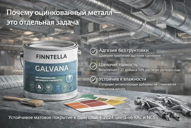 Краска для цинка FINNTELLA GALVANA — без грунта, для воздуховодов